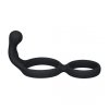 Silicone Double Cockring with Anal Stimulator - Black